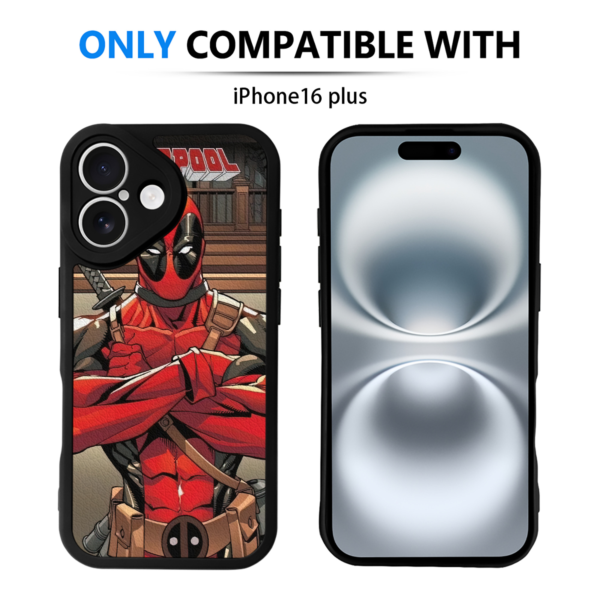 （画像用） Deadpool デッドプール 【iPhone 16シリーズ対応】シリコンスマホケース（レザー調） 材質：シリコン